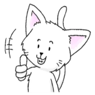 👍 chat, animal, dessin animé, pouce levé, positif, mignon telegram sticker