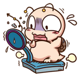 😨 berat, timbangan, terkejut, kartun, khawatir, monster whatsapp sticker