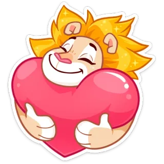 ❤️ 狮子, 爱心, 爱, 动物, 可爱, 卡通 telegram sticker