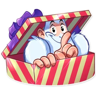 🤫 Yeti, Monster, Geschenk, Geschenk, Cartoon, Kreatur, Überraschung telegram sticker