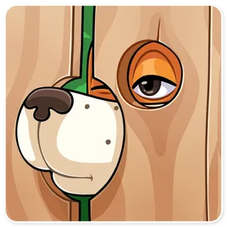 👀 犬, 漫画, 木, 目, のぞき穴, 面白い telegram sticker