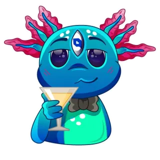 🥂 มนุษย์ต่างดาว, อาโฮโลเติล, การ์ตูน, ค็อกเทล, ปาร์ตี้, เครื่องดื่ม telegram sticker