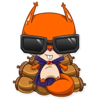 😎 wiewiórka, kreskówka, żołędzie, okulary, naklejka telegram sticker