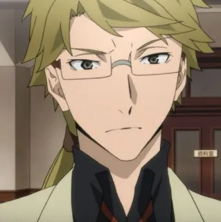 ☄ Sakunosuke Oda Bungo Stray Dogs Anime, Personaje, Retrato, Hombre, Gafas, Sakunosuke Oda, Bungo Stray Dogs whatsapp sticker