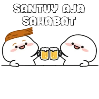 🍡 SANTUY AJA SAHABAT amis, boire, dessin animé, santé, à la tienne telegram sticker
