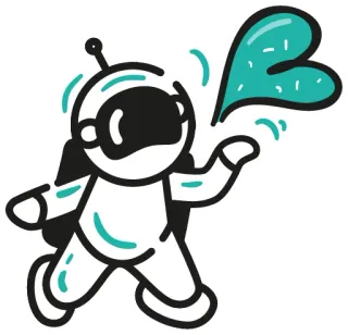 😘 астронавт, космос, сердце, мультфильм, милый, каракули, наклейка whatsapp sticker