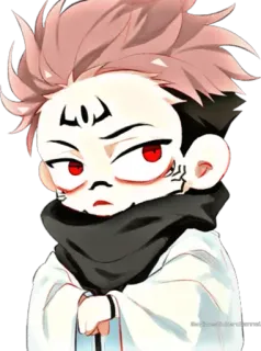 😒 Itadori Yuji (likely) Jujutsu Kaisen (likely) Anime, Manga, Chibi, Cartoon, Illustration telegram sticker