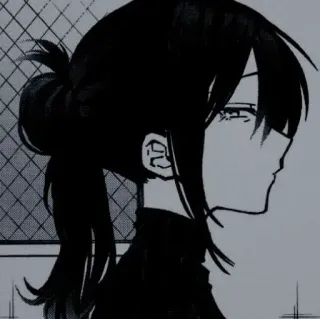 ❄️ anime, manga, girl, portrait, black and white, hair bun telegram sticker