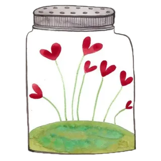 🔮 tarro, corazones, amor, flores, acuarela, lindo, romántico telegram sticker