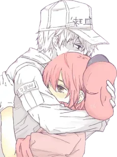 🤗 来血 Anime, Przytulanie, Cells at Work!, Postacie, Sztuka telegram sticker