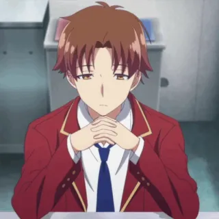 🎲 Ayanokoji Kiyotaka Classroom of the Elite Anime, Escola, Estudante, Kiyotaka, Uniforme vermelho whatsapp sticker