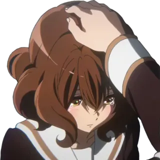 😞 Anime, Chica, Llorando, Triste, Consuelo, Palmadita en la cabeza, Emocional telegram sticker