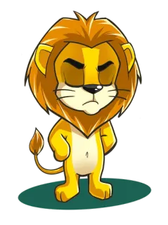 😑 лев, мультфильм, животное, милый, грустный, изолированный telegram sticker
