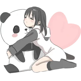 🥰 animé, mignon, fille, panda, cœur, kawaii telegram sticker