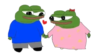 ➰ пепе, лягушка, любовь, пара, мем whatsapp sticker