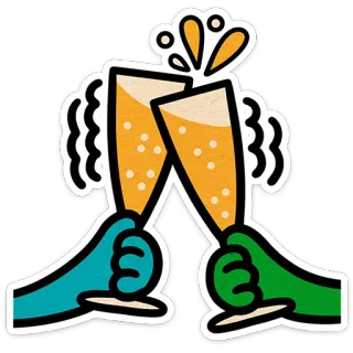 🥂 bersulang, sorak, perayaan, minuman, gelas, alkohol, pesta telegram sticker