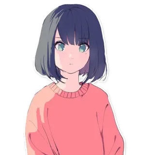 😐 Anime, garota, fofa, Mangá, desenho animado, retrato telegram sticker