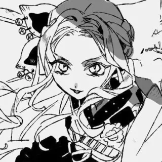 🤍 Anime Mädchen, Manga, Schwarzweiß, Cartoon, Porträt telegram sticker