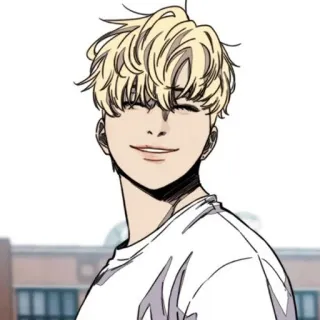 🌟 anime, bionda, sorriso, felice, antivento telegram sticker