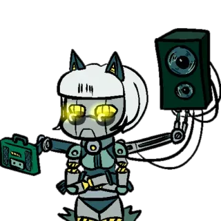 🔊 robot, musique, boombox, haut-parleur, dessin animé, chat telegram sticker