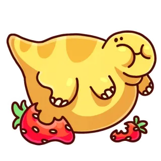 🙃 kartun, makanan, monster, stroberi, imut, manis, hidangan penutup, hewan telegram sticker