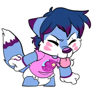 😝 furry, cartoon, anthropomorphic, animal, wolf, cute, sticker telegram sticker