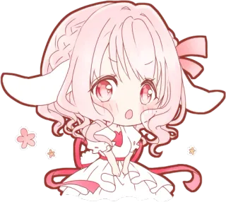 😮 anime, cartoon, cute, kawaii, girl, chibi, pink telegram sticker