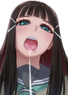 🤤 Anime Mädchen, Sabber, Schuluniform, Cartoon, Manga, Charakter telegram sticker