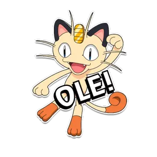 👏 Meowth Pokemon OLE! Mauzi, Pokémon, Olé, Sticker, Cartoon, Anime whatsapp sticker