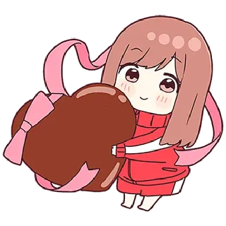 ♥️ Anime meisje, Cartoon, Chibi, Hart, Liefde, Schattig telegram sticker