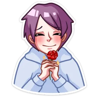 ☺️ การ์ตูน, น่ารัก, อนิเมะ, ตัวละคร, ดอกกุหลาบ, โรแมนติก whatsapp sticker