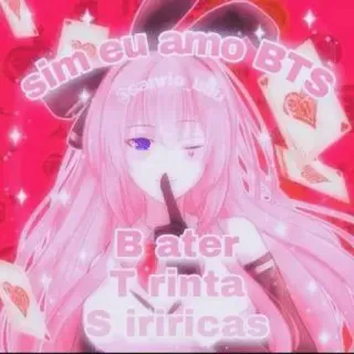 😈 sim eu amo BTS
Bater Trinta Siriricas anime, bts, kpop, texto, rosa, chica, kawaii telegram sticker