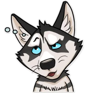 🤔 dog, husky, sticker, cartoon, cute, animal whatsapp sticker