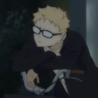 ✨ Kei Tsukishima Haikyuu!! anime, Haikyuu!!, Kei Tsukishima, glasses, bicycle telegram sticker