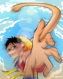 👊 Monkey D. Luffy One Piece Anime, One Piece, Luffy, Mangá, Desenho animado, Esticar, Engraçado telegram sticker