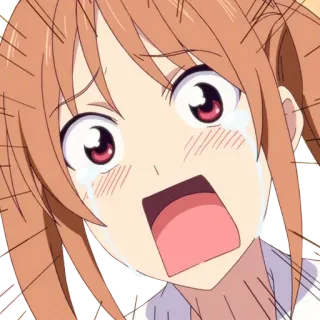 👩 anime, garota, chorando, assustada, emocional telegram sticker