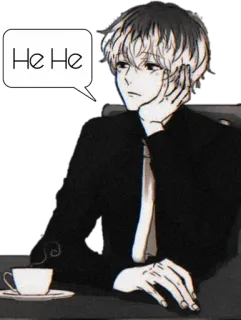🖤 He He อนิเมะ, มังงะ, เด็กผู้ชาย, กาแฟ, คำพูด telegram sticker