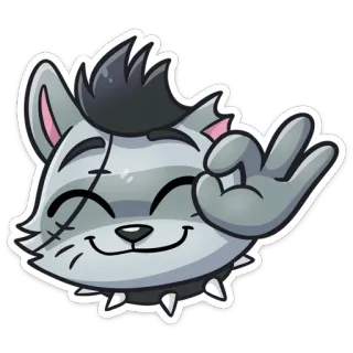 👌 gato, pegatina, gesto ok, gato caricatura, animal, positivo telegram sticker