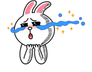 😓 плачет, грустный, кролик, слезы, мультик whatsapp sticker