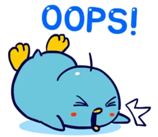 😣 OOPS! oops, accident, blue, falling, cartoon whatsapp sticker