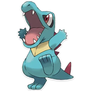 💦 Totodile Pokemon 宝可梦, 小锯鳄, 水属性, 鳄鱼, 怪兽 whatsapp sticker