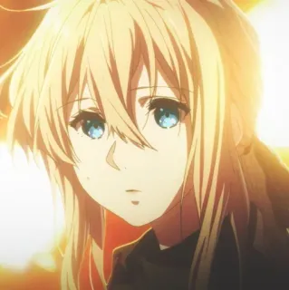 🦋 Violet Evergarden anime, chica, retrato, personaje, ilustración, bonita, rubia whatsapp sticker