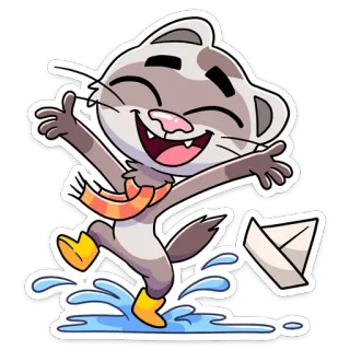 💦 Cartoon, Dier, Otter, Schattig, Blij, Speels telegram sticker