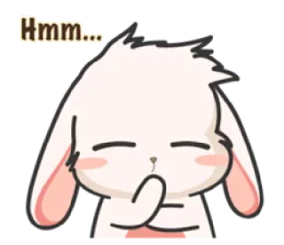 🤔 Hmm... coelho, pensando, fofo, hmm, coelhinho, expressão telegram sticker