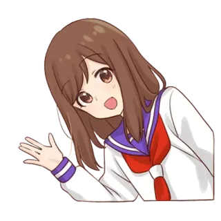 👋 Anime, Ragazza, Uniforme scolastica, Carina, Cartone animato, Illustrazione telegram sticker