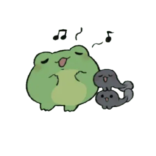 😀 개구리, 노래, 올챙이, 귀여운, 동물, 음악 telegram sticker