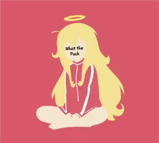 😐 What the Fuck anime, angel, halo, profanity, sticker, cartoon telegram sticker