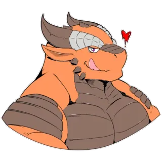 😏 dragon, furry, anthro, cartoon, fantaisie telegram sticker