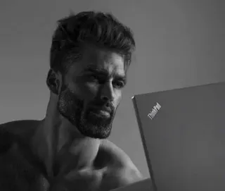 💪 mann, chad, meme, computer, laptop, thinkpad whatsapp sticker