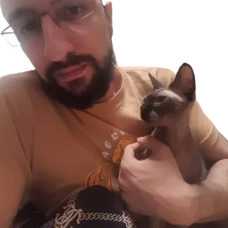 😊 мужчина, кот, питомец, сфинкс кошка whatsapp sticker